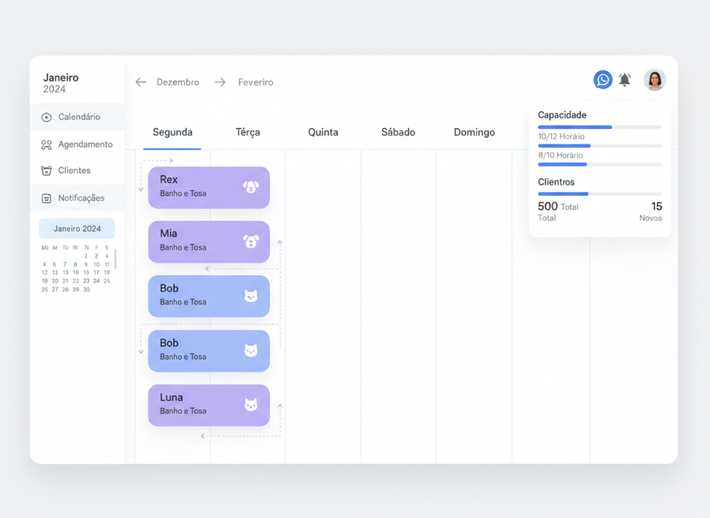 Screenshot da Agenda do GestorPet